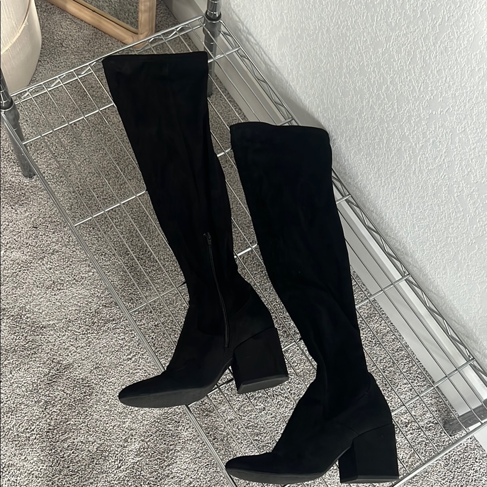 Dolce Vita Black Over the Knee Boots with Block Heel